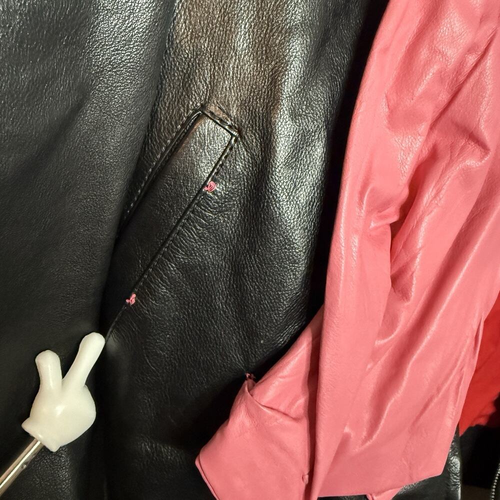 Gucci Black Leather Bomber Jacket Pink Bow Front Size 40 (4 US) - Picture 14 of 15